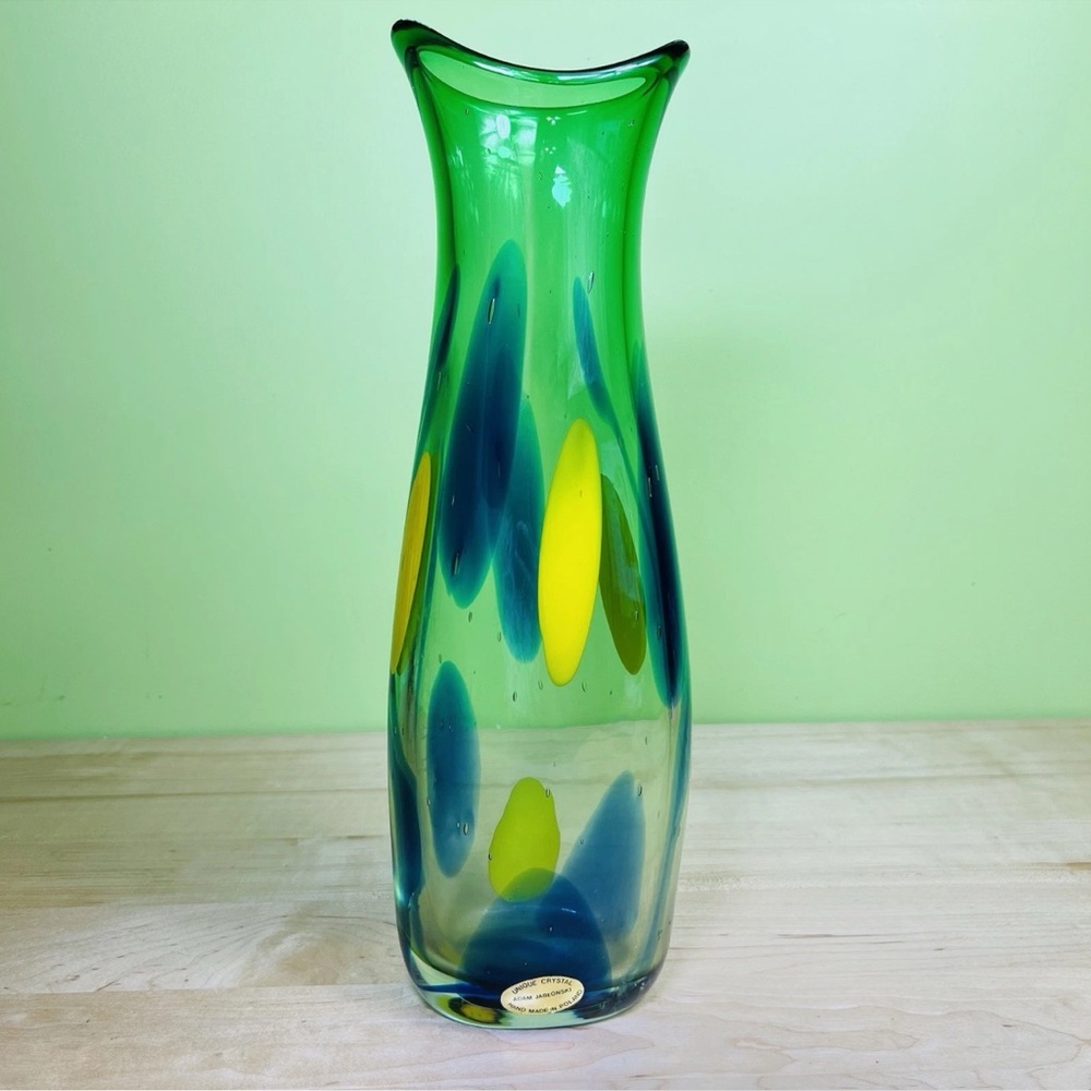 Adam Jablonski vintage Colorful Art Glass Vase